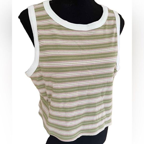 NWOT BP Ringer Tank, Green Kalee Stripe, size 2X - Picture 9 of 11